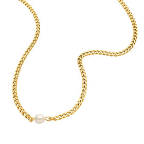 French Design Stainless Steel 18K PVD Gold Plated Freshwater Pearl Pendant Necklace for Women Waterproof Jewelry