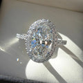CAOSHI Female Bridal Dinner Jewelry Inlaid Oval Egg Shaped Zircon Engagement Wedding Rings Silver Color