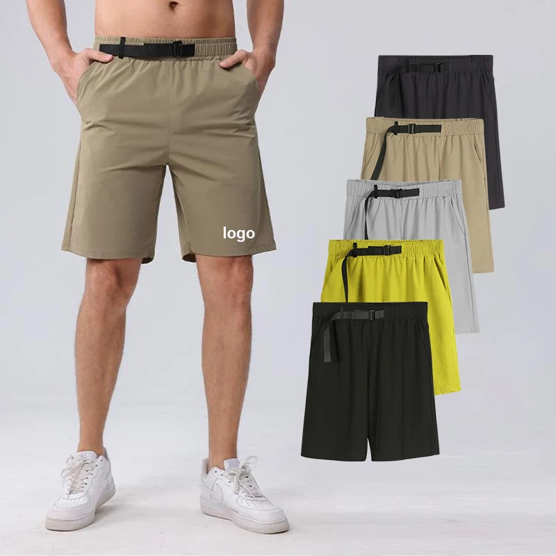 Men's Adjustable Waistband Outdoor Casual Sweatpants Breathable Knitted Gym Shorts Elastic Waist Hot Solid Running Shorts