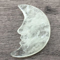 HUIYING New arrivals 60mm hand carved Semi-Precious Stone Crafts natural white clear quartz crystals smile moon face for sale