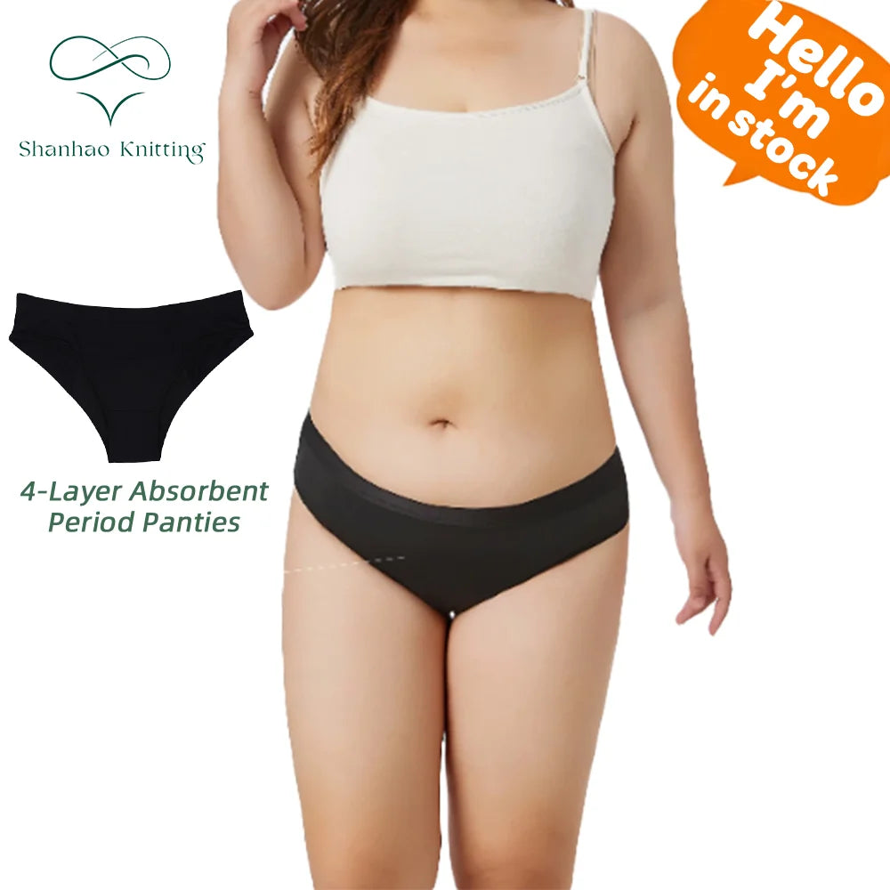 Simplify Black Cotton Underwear Girls Washable Intimates Hipster Sanitary Panties Period Heat Pad
