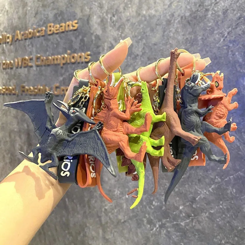 Popular Children Pendant Toys Gifts 3D Rubber Silicone Creative Dinosaur Keychain for Boys
