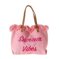 Women's Large Capacity Canvas Tote Handbag Open Closure Embroidered Letters Woven Beach Shoulder Bag Multiple Styles Available