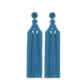 Style Ethnic Hand Woven Rope Knotted Tassel Drop Earrings Multi Color Long Cotton Rope Tassel Earrings for Women