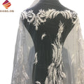 Handmade Sequin Embroidered Bead Net Lace Fabric Nigerian Bridal Beaded Lace Fabrics for Women Party Wedding