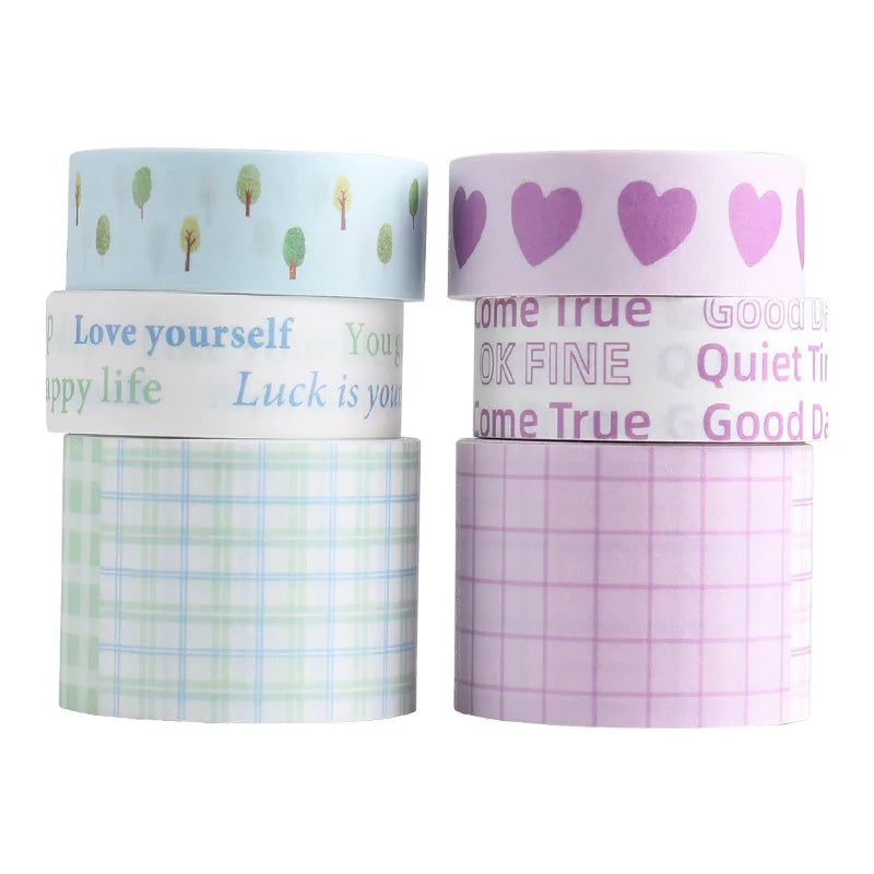 Colorful Plaid DIY Scrapbook Sticker Adhesive Paper 6 Pcs Set Washi Paper Tape