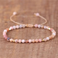 Chic 4mm Pink Opal Natural Stone Simple Beads Adjustable Dainty Bracelet Braided Crystal Bohemia Bracelets Popular Jewelry