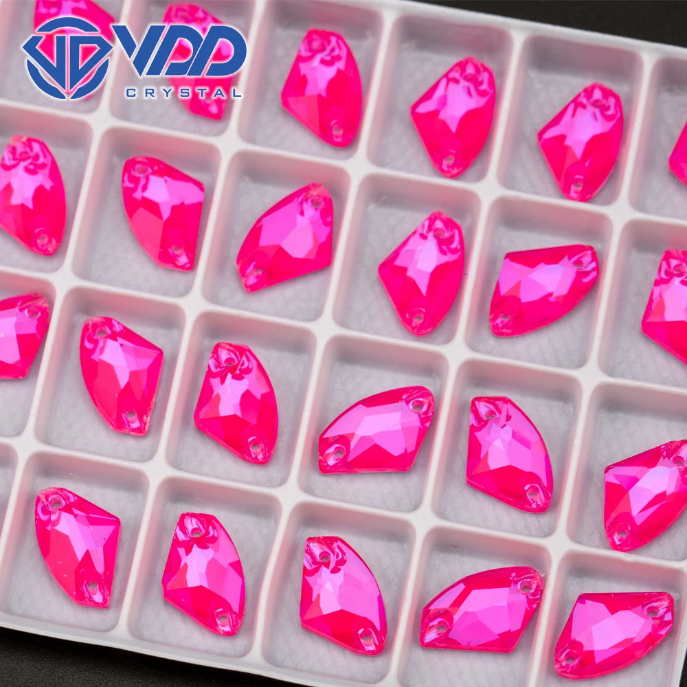 VDD Galactic  K9 Neon Rose Glass Sew on Rhinestones Sewing Crystal Flatback Stones for Clothes Accessories Wedding Dress