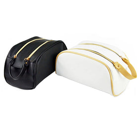 PU Fashion Jewelry Storage Bags Portable Ladies Makeup Toiletry Pouch Double Zipper Cosmetic Bag