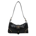 Y2k PU Leather Shoulder Bags for Women Rivet Design Cool Girls Crossbody Bag Portable Retro Ladies Underarm Bag Handbags
