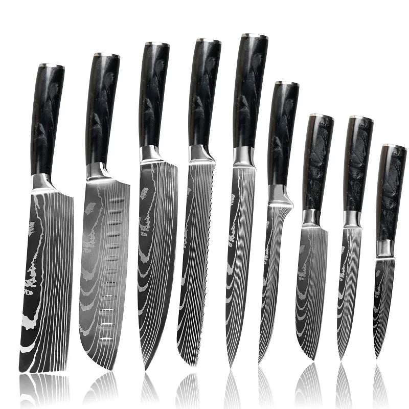 Drop Shipping Japanese Stainless Steel Riving Bone Chopping Brisket Serrated Utility Kitchen Utensils for Hotel Knives Set