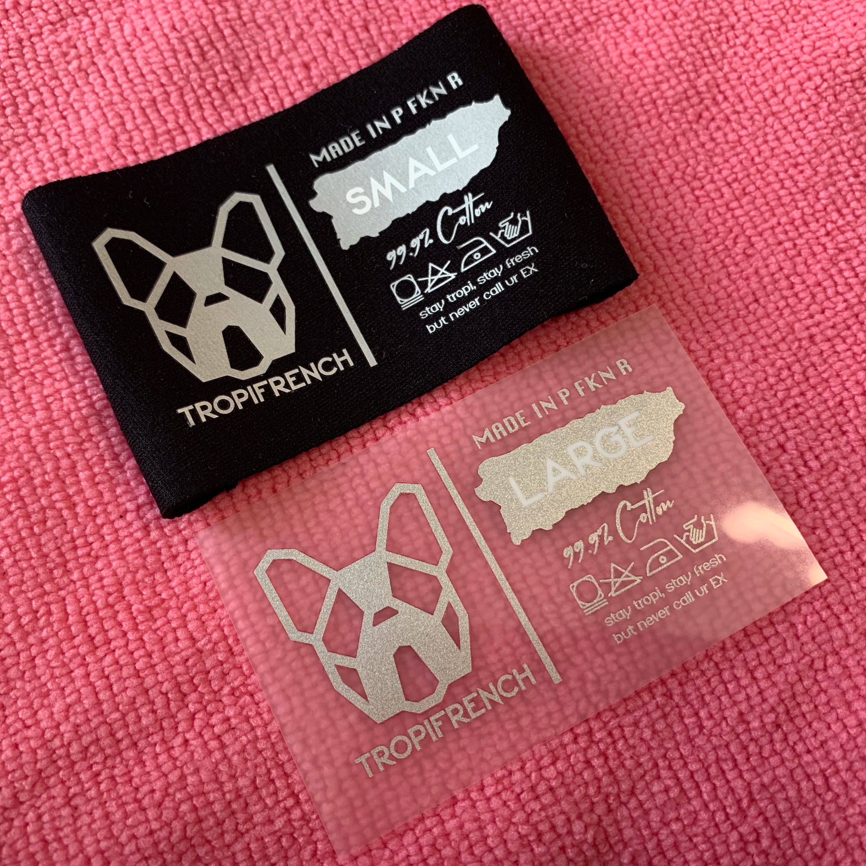 Die Cut Nylon Fabric Heat Press Transfer Labelsuper Quality Silver logo Iron on Transfer Sticker for Cotton
