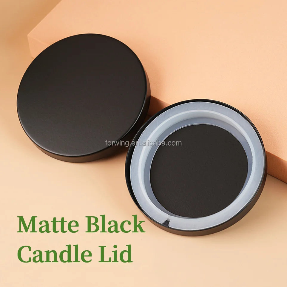 Matte Black Iron Metal Candle Lid Easy Open End Dustproof and Sealed with Custom Logo Scented Candle Decorative Covers Tops
