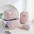 Makeup Purse Pouch Travel Toiletry Bag Organizer 4 Pcs Makeup Corduroy Cosmetic Bag Set