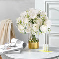 Single Real Touch Artificial Silk White Roses Decorative Latex Flowers for Graduation Easter Christmas Wedding Backdrop