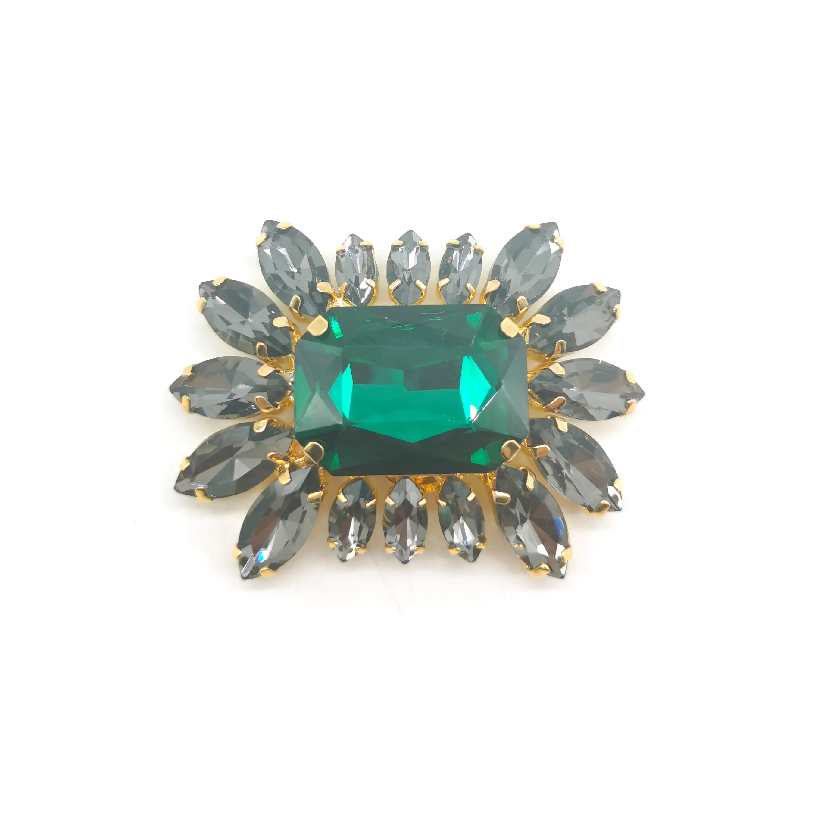 Detachable Gold Metal Green Diamante Rhinestone Shoe Clip Bridal Shoe Accessories Women Decorated Shoes Buckles