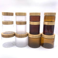 HOT SALE 150ml 250ml 500ml Cosmetics Packaging Containers Body Butter Container Plastic Pet Jars with Bambooo Wood Lid