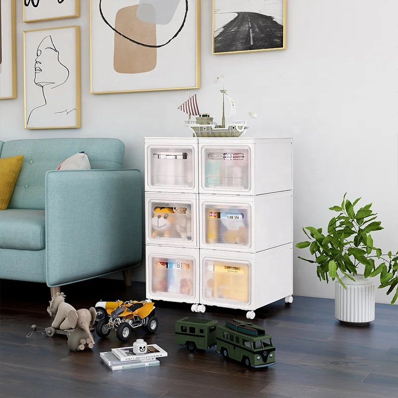 Durable Plastic Stackable Containers Collapsible Storage Bins for Living Room