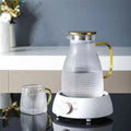 OEM Factory Direct Eco-friendly Beverage Carafe With Stainless Steel Lid Household Embossing Double Walled Glass Water Jug