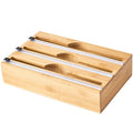 Bamboo Wood Plastic Wrap Dispenser with Slide Cutter Refillable Wrap Dispenser Wall Mount Food Wrap Dispenser for Plastic Wrap