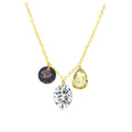 Classical Fine Jewelry Multicolor 925 Sterling Silver Three Natural Gemstones Charm Necklaces NI087
