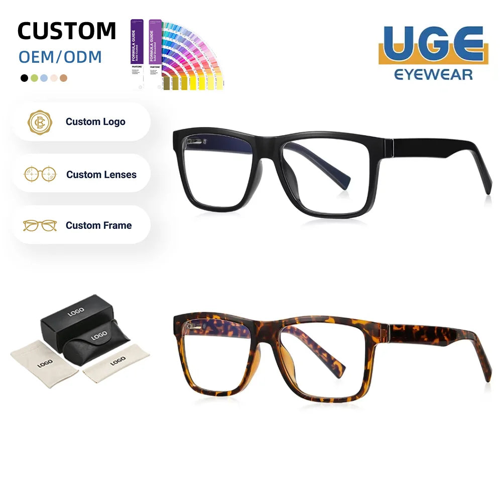Men's Business Ready Stock Designer Square Lightweight Eyeglass Frames TR90 Optical Frames Blue Light Blocking Eyeglasses