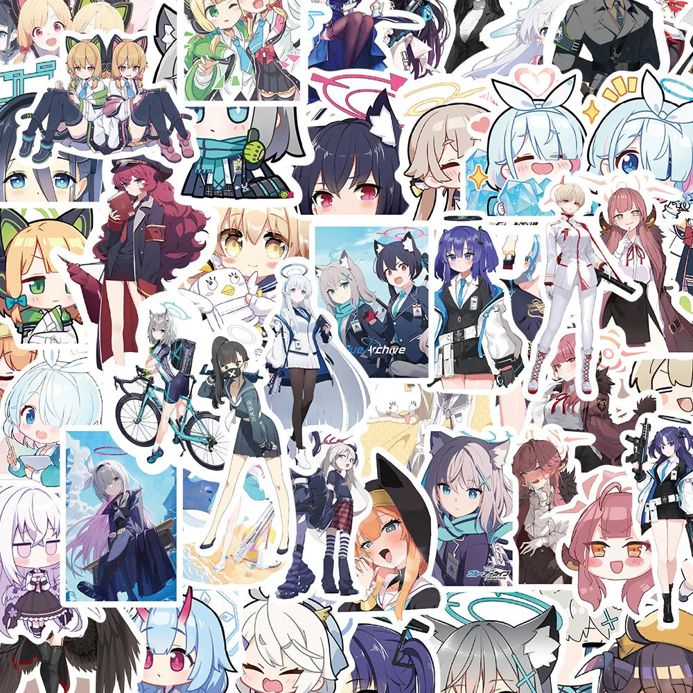 50pcs Project MX Decals for Teens Phone case Laptop Bottle Decorative Anime Game Blue Archive Sticker