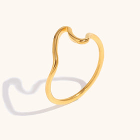 Dingran Simple Classic Jewelry Gold Plated Sea Wave Rings Stainless Steel Jewelry Thin Ring for Women