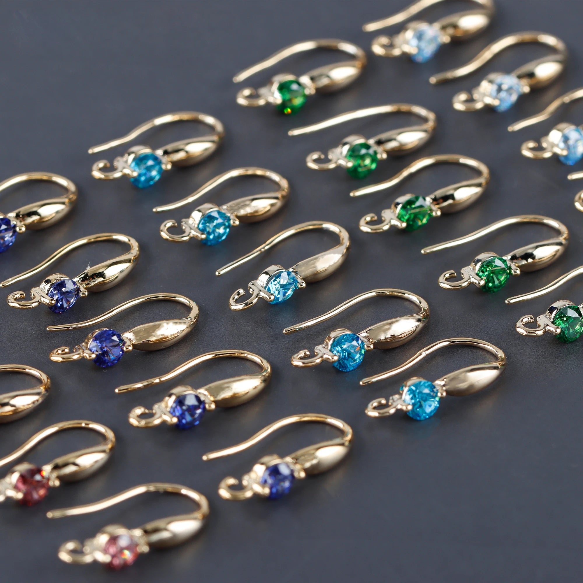 M957 10pcs/Lot 18K Gold Plated Copper  Nickel Free Jewelry Accessories DIY Earring Making Findings Pass REACH Clasp Hooks Zircon