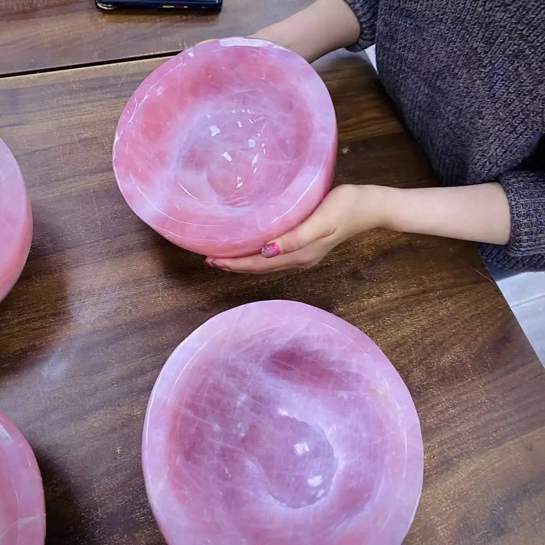 Wholesale Natural Reiki Gemstone Folk Crafts Rose Quartz Washing Sink Crystal Bowl YINGLAI 5kg Carved Europe Art Collectible