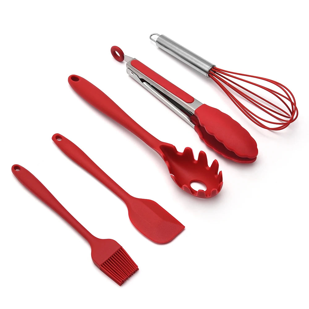 Factory Tik Tok Hot Selling Food Grade Silicone Kitchen Utensils Heat Resistant Cooking Utensil Set 10 Pcs