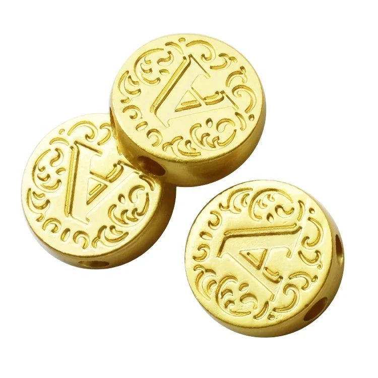 Designer Engraved Charms for Jewelry Making Metal Bead Bracelets Customized Metal logo Jewelry Tags for Necklace