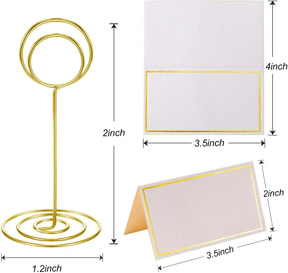 24-Pack Premium Wedding Table Name Cards Gold Foil Border Place Holders Table Number & Name Card Set