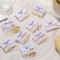 Hot Sell Gold Plated Metal Hoop Earrings Set Crystal Geometric Dangle Dainty Heart Stud  Earrings for Women Jewelry
