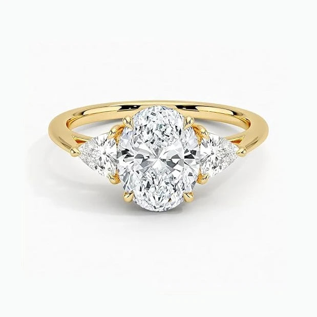 6CT Oval Moissanite Diamond Gold Plated Women Jewelry Wedding Engagement 925 Sterling Silver Ring