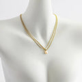 316L Stainless Steel Natural Pink Freshwater Pearl Necklace Gold Plating Malio Box Chain Hawaiian Aloha Jewelry Gift for Women