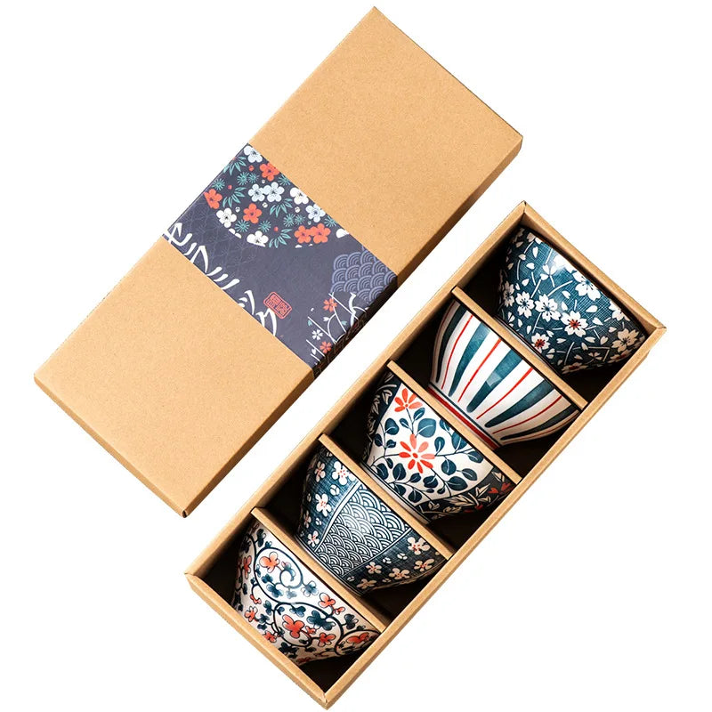 Japanese Style Ceramic Tableware Bowl Plate Spoon Chopsticks Set Gift Box