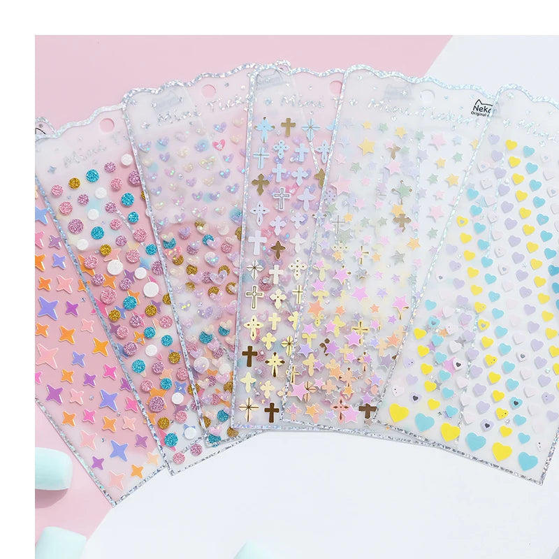 Nekoni Laser Nail Stickers Decals Mini Stickers PVC Vinyl Decals Waterproof Original Designs Aesthetic Glitter Stickers