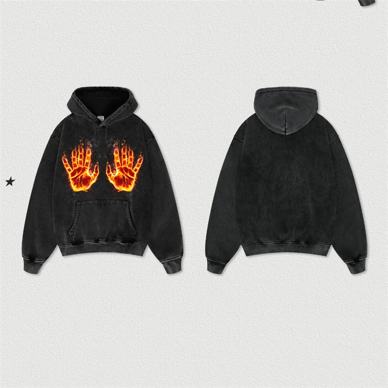 Fashion Street Wear Pullover Men's Hoodie Vintage Wash Cotton Fleece Heavy Weight DTG Oversize Loose Hoodie for Men