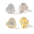 High Quality 925 Sterling Silver Men's Stud Earrings Cubic Zirconia Heart Charm Screw Back Cute Style Gold Plated Wedding