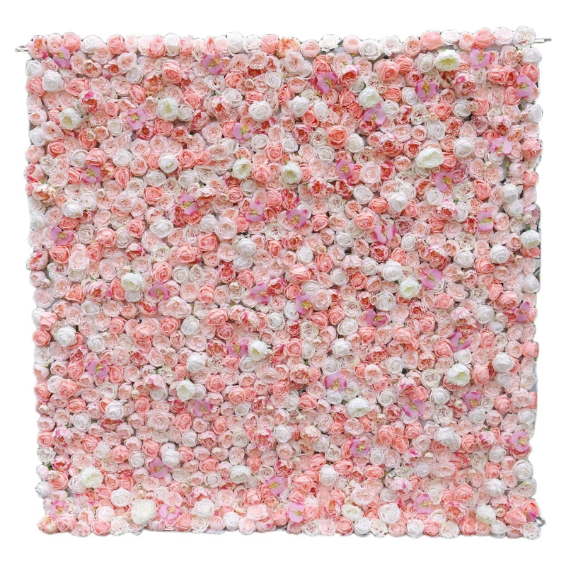 High Quality Silk Roses Flowers Wall Artificial Roll up Flower Backdrop Panels for Wedding Decor