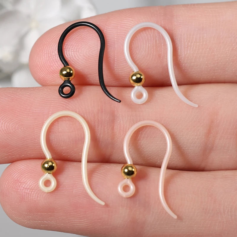 Hypoallergenic Earring Findings Fish Hooks Ear Wires Resin French Earring Hooks with Stainless Steel Bead
