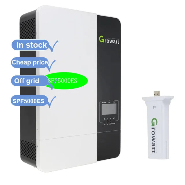 On Sale Growatt SPF5000ES Smart Off-grid Solar Power Inverter 5000W Single Output 93%-99% Efficiency With/Without Battery