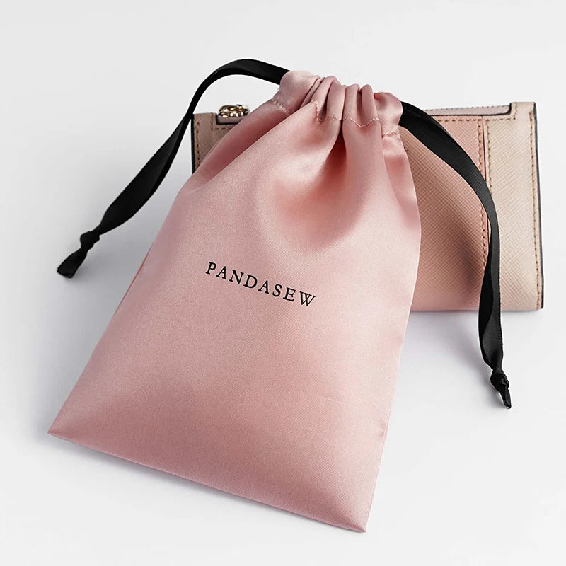 Custom Private Logo Soft Satin Hair Extension Packaging Textile Storage Bags for Jewelry and Hair Extensions