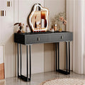 Black Modern Makeup Desk and Chair Wooden Dressing Table with Lighted Standing Mirror Bedroom Essential for Girls and Women
