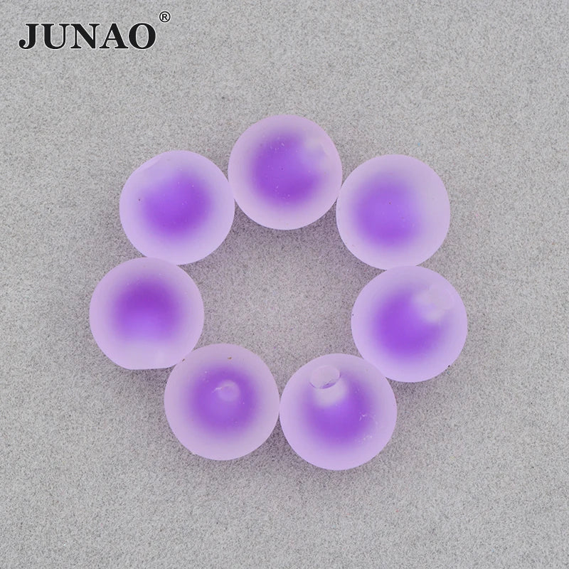 JUNAO Acrylic Plastic Beads Purple Wholesale Price Sewing Rhinestones 16mm Round Beads for Clothes Decoration