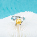 R030517 DIY 7-8mm Natural Freshwater Pearl Ring Accessory 925 Sterling Silver Adjustable Size Branch Shape Ring for Women