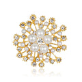 ROMANTIC Luxury Custom Designer Alloy Gold Rhinestone Flower Pearl Brooches Pin