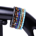 New Cute Design Natural Stone Bracelet 4mm Energy Stone Tiger Eye Turquoise Jasper Beads Elastic Bracelet Women Men