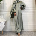 New Design Printed Satin Polyester Dress Long Abaya Islamic Prayer Abaya With Pocket Fashion Abaya for Women
